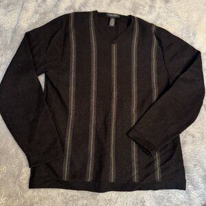 Banana Republic Marino Wool Sweater Men's Large Black Vertical Striped